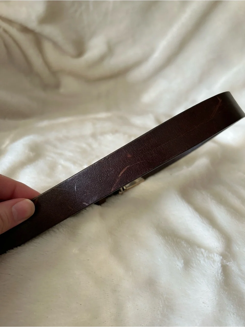 Vintage J. Crew brown genuine leather no hole ratchet belt men's M classic
